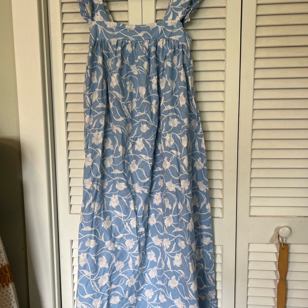 A New Day Light Blue and White Patterned Top